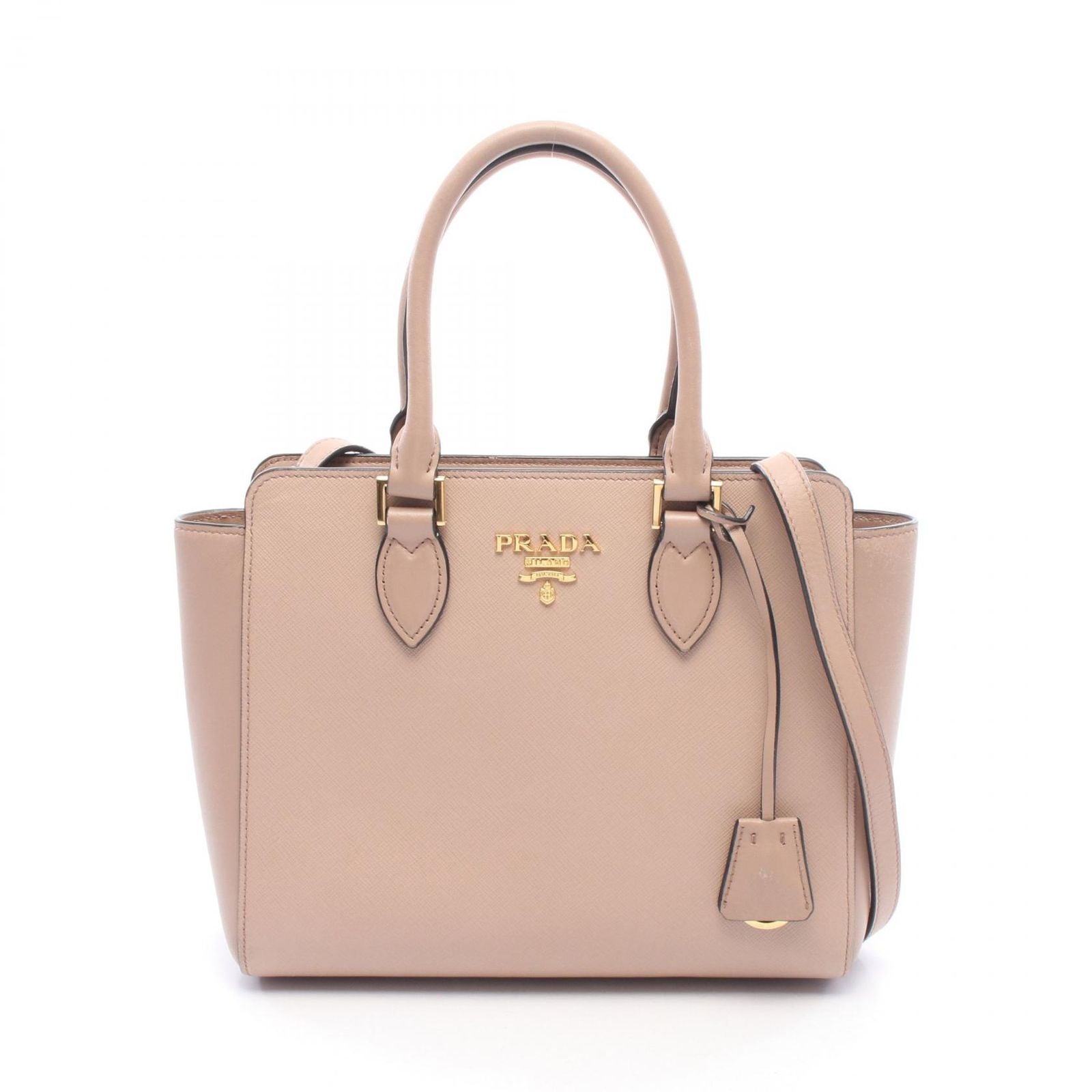 Prada 2-Way Pink Beige Leather Shoulder Handbag