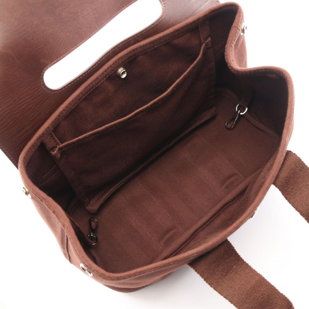Hermes Handbag Valparaiso PM Brown Canvas Leather — view 3