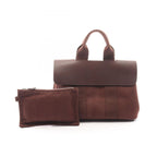 Hermes Handbag Valparaiso PM Brown Canvas Leather