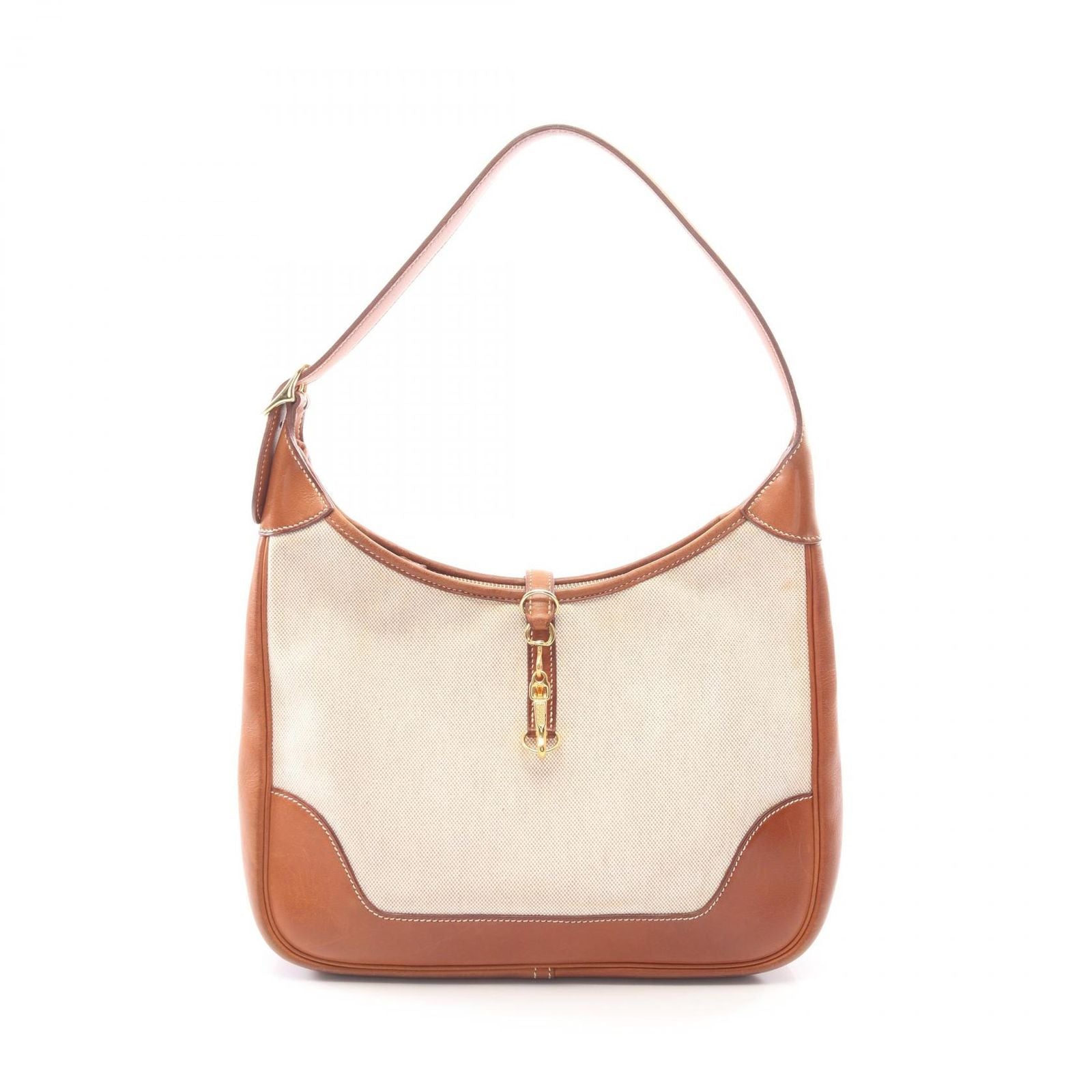 Hermes Shoulder Bag Trim 31 Beige Brown Leather