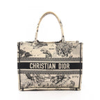 Dior Tote Bag Book Toile de Jouy Ivory Black Canvas