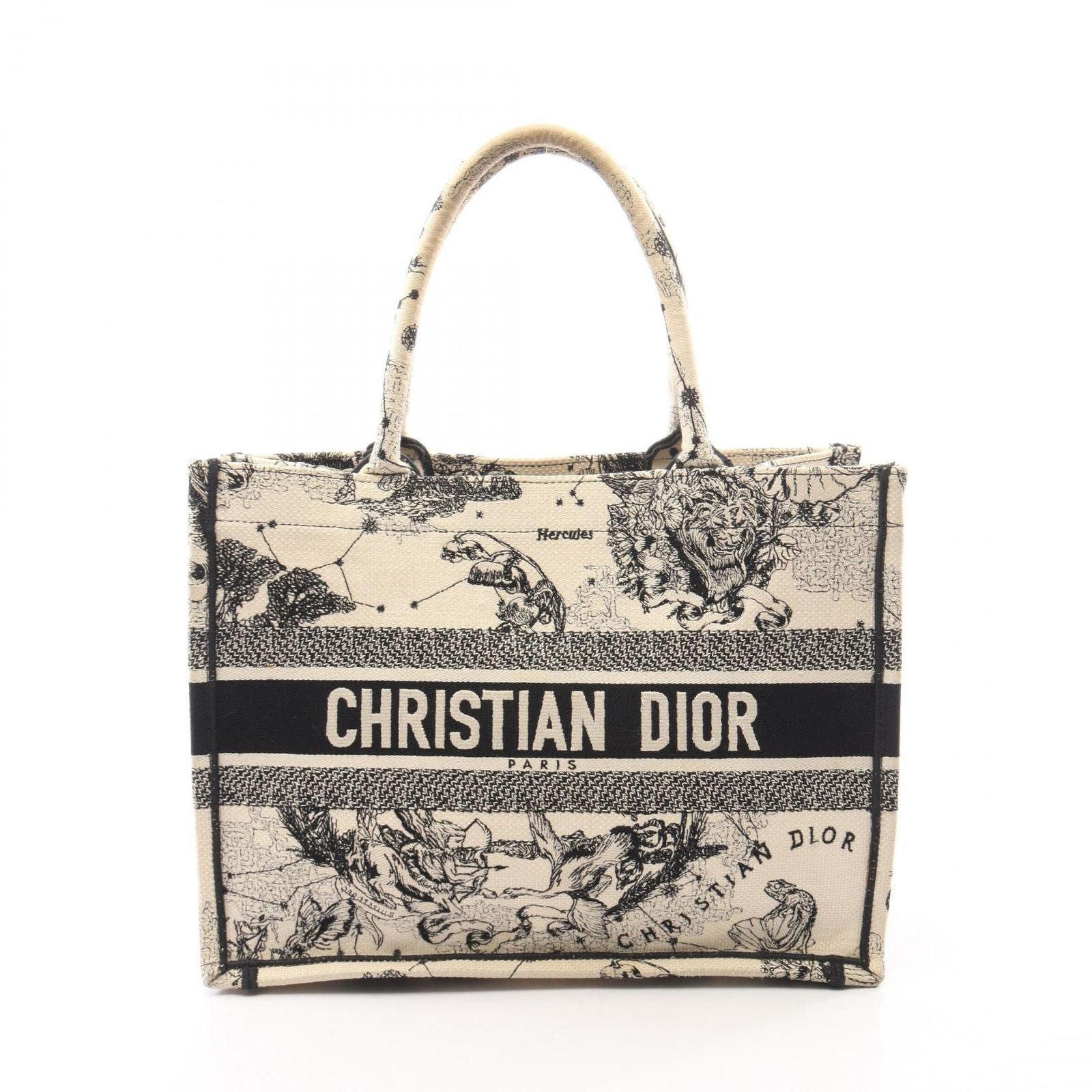 Dior Tote Bag Book Toile de Jouy Ivory Black Canvas