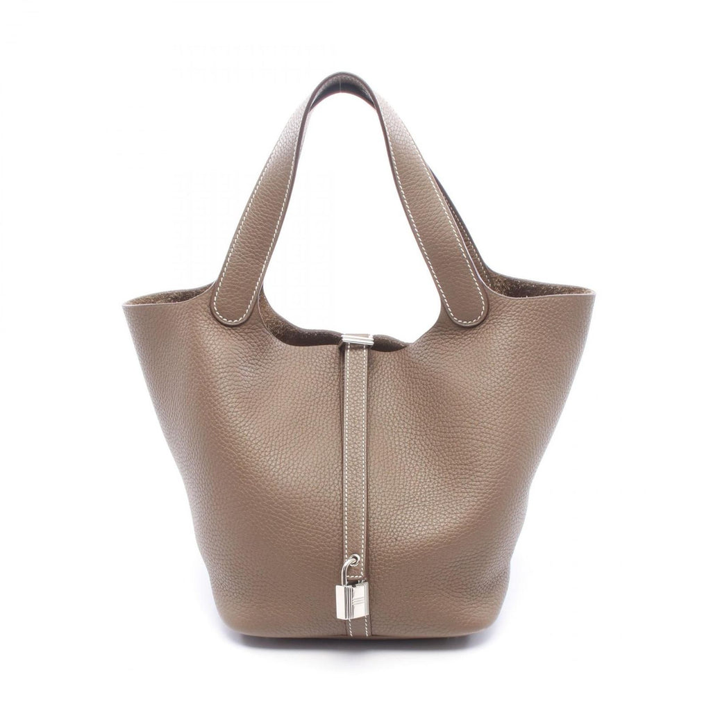 Hermes Picotin Lock MM Etoupe Leather Handbag