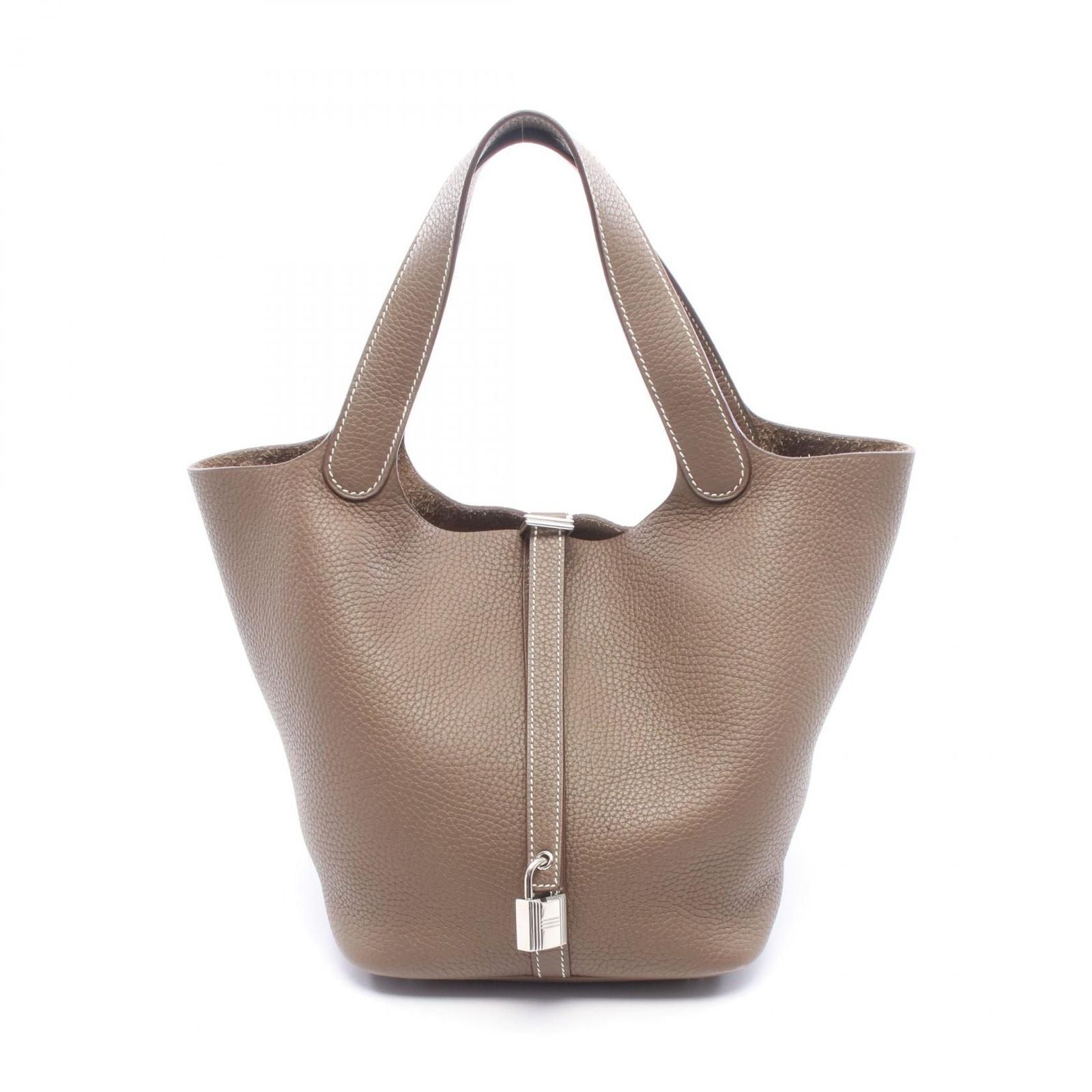 Hermes Picotin Lock MM Etoupe Leather Handbag