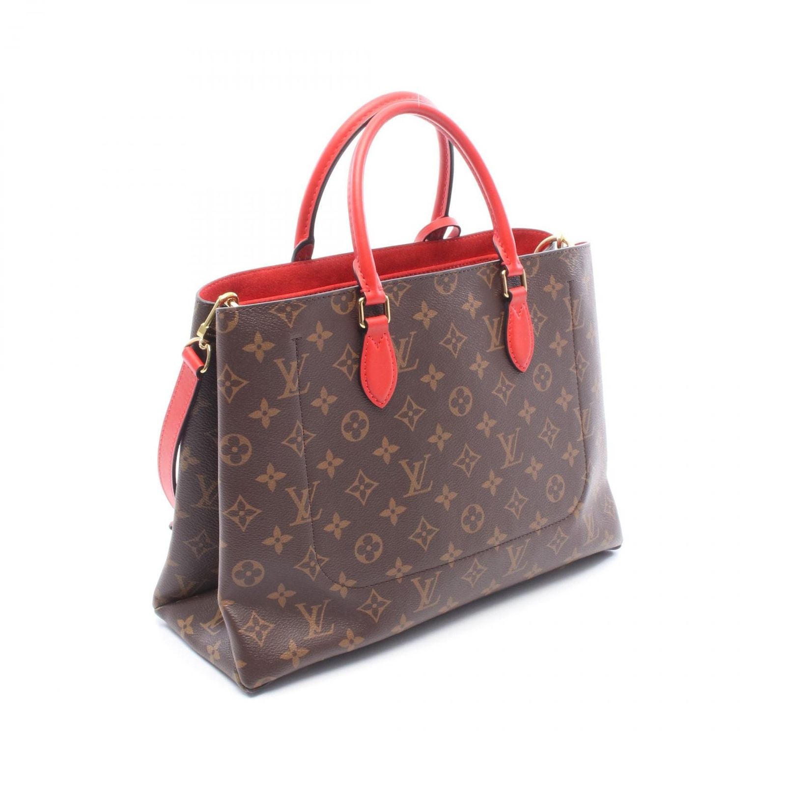 Louis Vuitton Tote Bag Flower 2-Way Coquelicot Canvas Leather — view 2