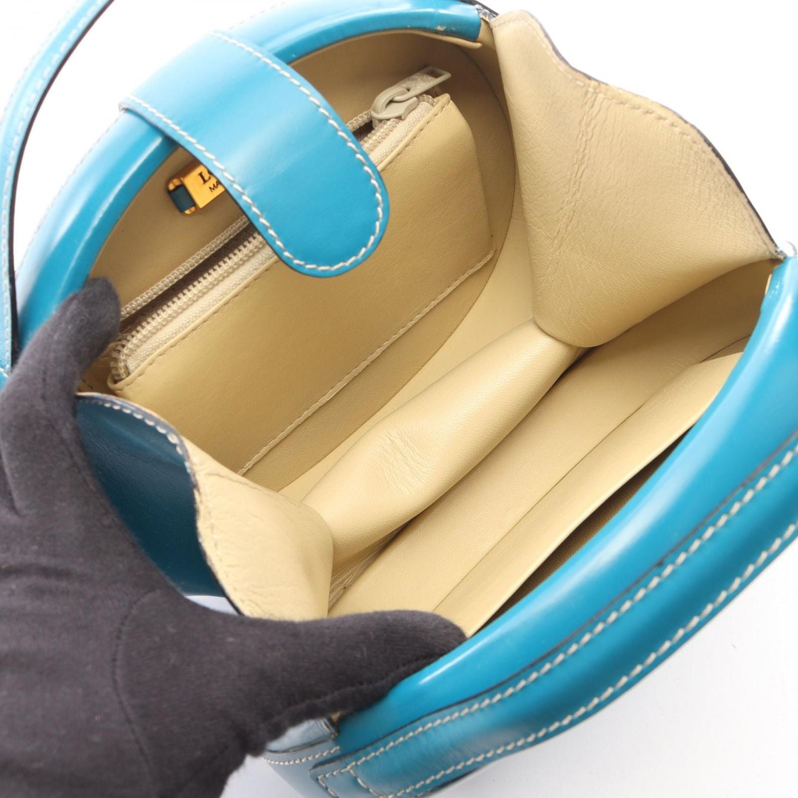 Loewe Round Turquoise Blue Leather Handbag — view 3