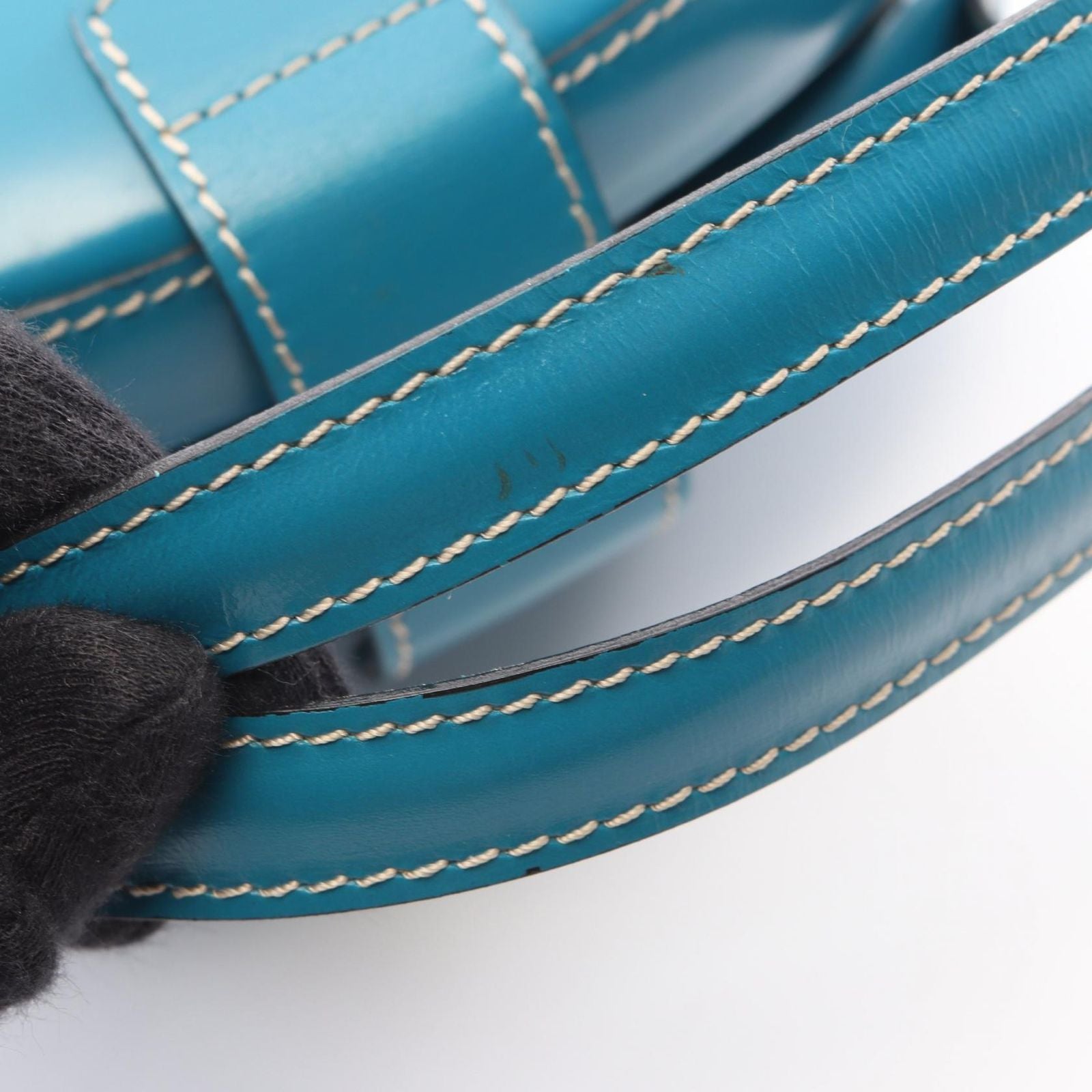 Loewe Round Turquoise Blue Leather Handbag — view 5