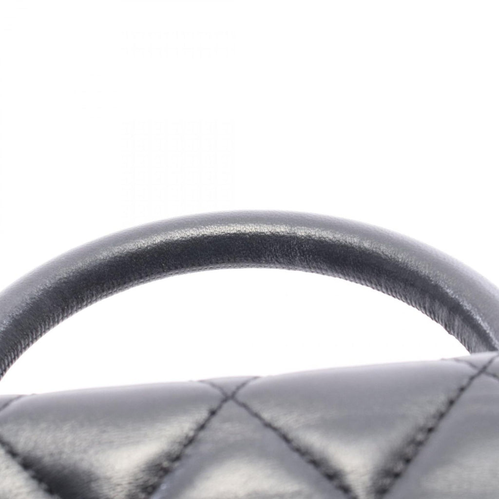 Chanel Shoulder Bag Quilted Top Handle Black Lambskin Top 2-Way Chain — view 7
