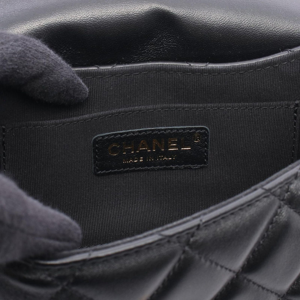 Chanel Shoulder Bag Quilted Top Handle Black Lambskin Top 2-Way Chain — view 4