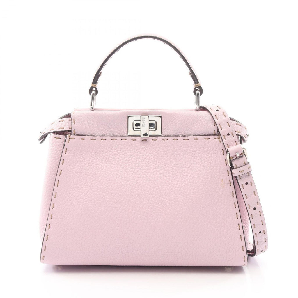 Fendi Mini Peekaboo Selleria 2-Way Light Pink Leather Handbag