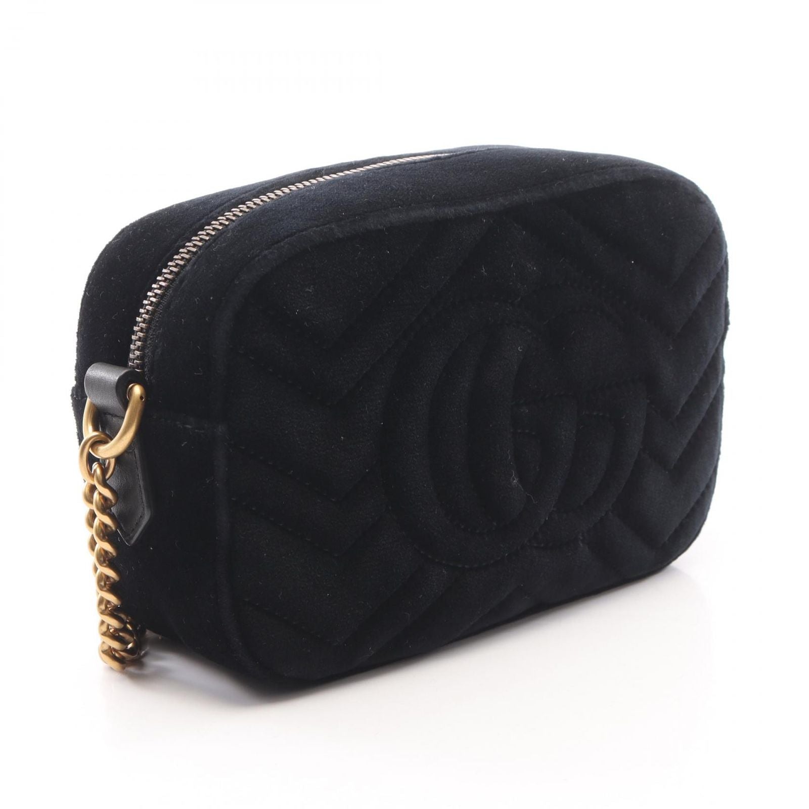 Gucci Shoulder Bag GG Marmont Quilted Bijou Black Fabric Leather — view 2