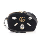 Gucci Shoulder Bag GG Marmont Quilted Bijou Black Fabric Leather