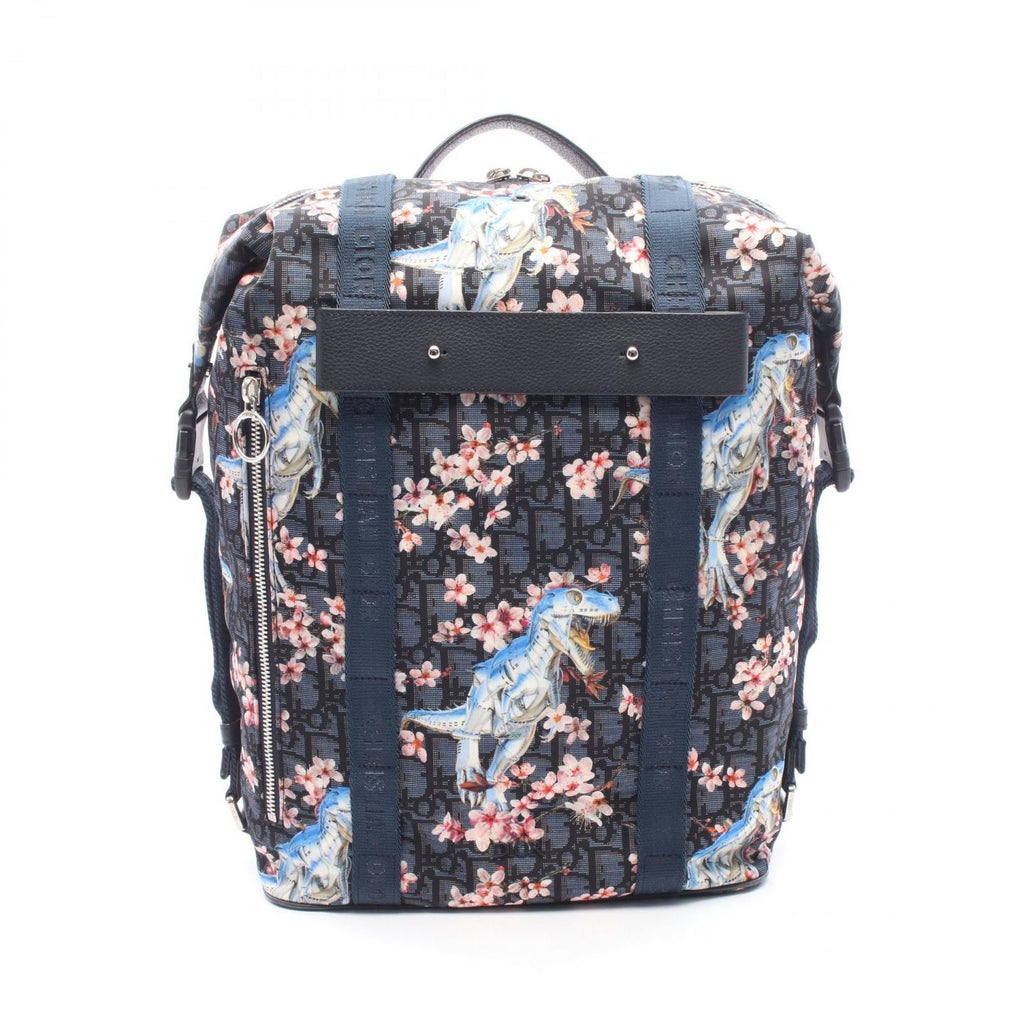 Dior Backpack Hajime Sorayama Dinosaur Robo Oblique Navy Multi Nylon Leather