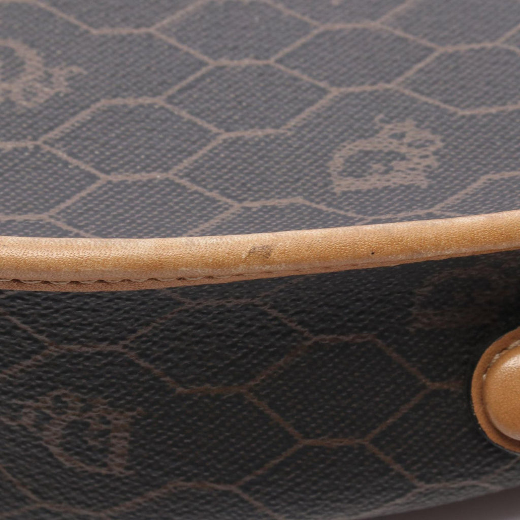Dior Shoulder Bag Honeycomb Black Brown Canvas Leather — view 8