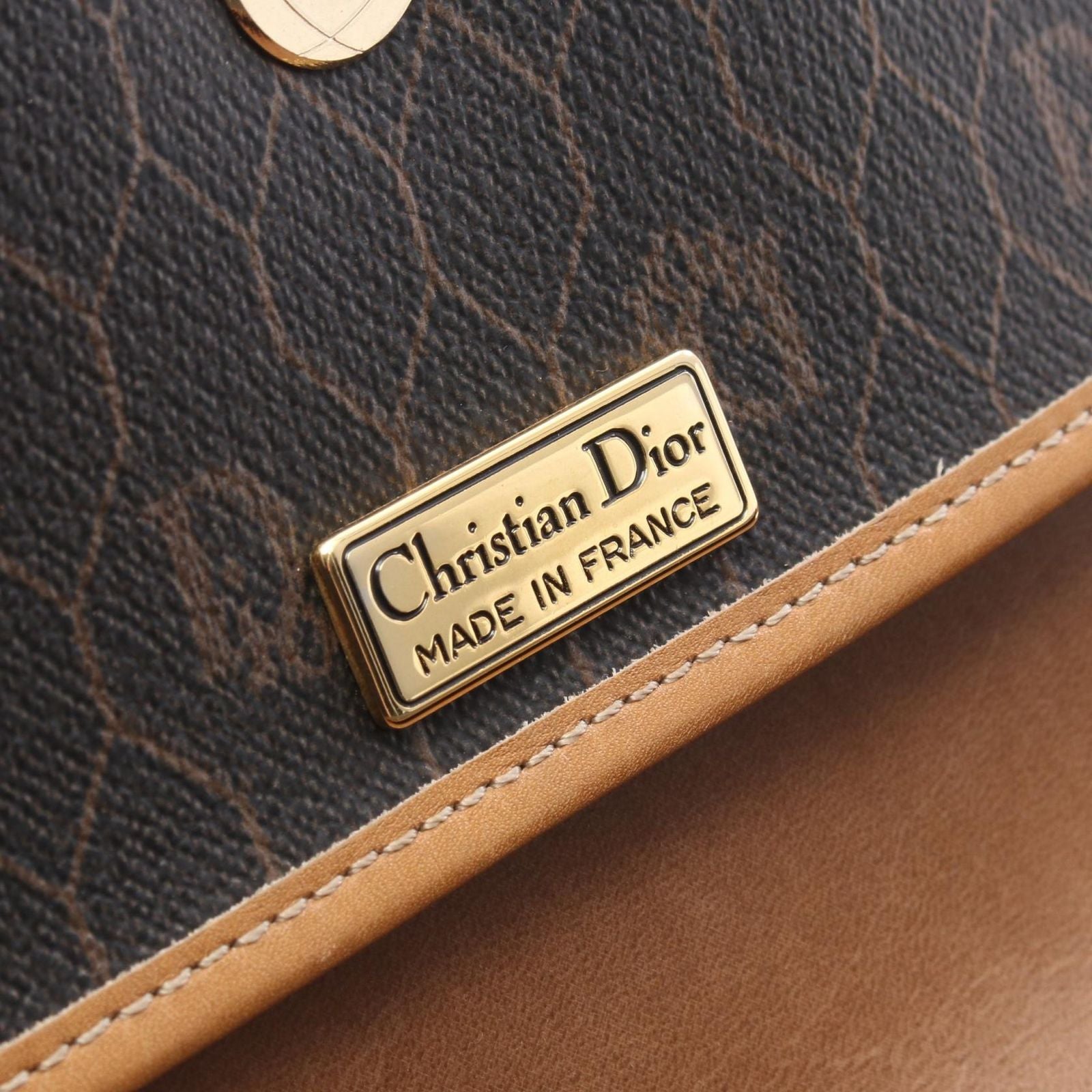 Dior Shoulder Bag Honeycomb Black Brown Canvas Leather — view 4