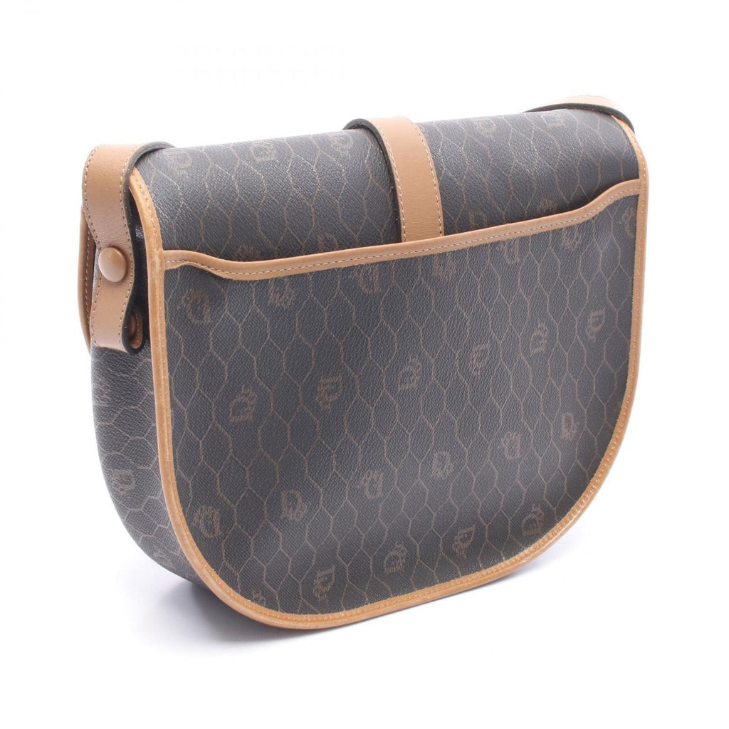 Dior Shoulder Bag Honeycomb Brown Black Canvas Leather — view 2