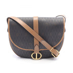 Dior Shoulder Bag Honeycomb Brown Black Canvas Leather