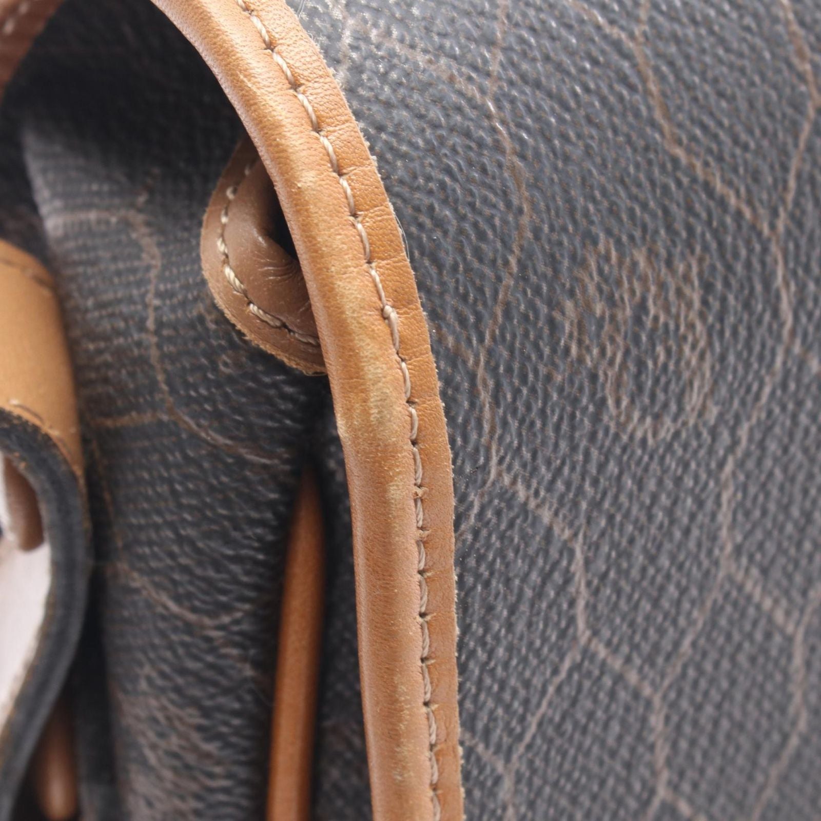 Dior Shoulder Bag Honeycomb Brown Black Canvas Leather — view 6