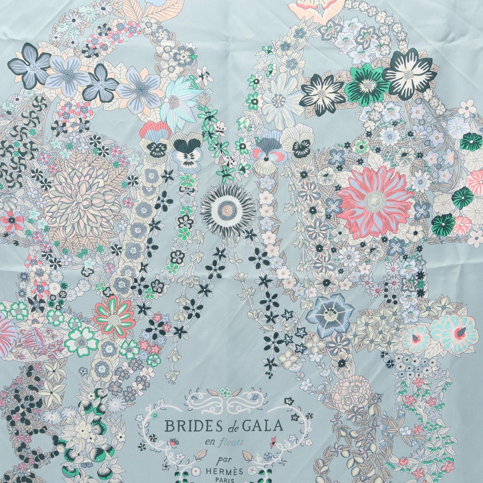 Hermes Scarf Carre 90 Brides de Gala en Fleurs Multicolor Silk — view 5