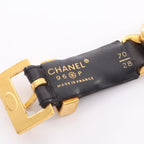 Chanel Belt Logo Chain Gold Leather Necklace — view 4