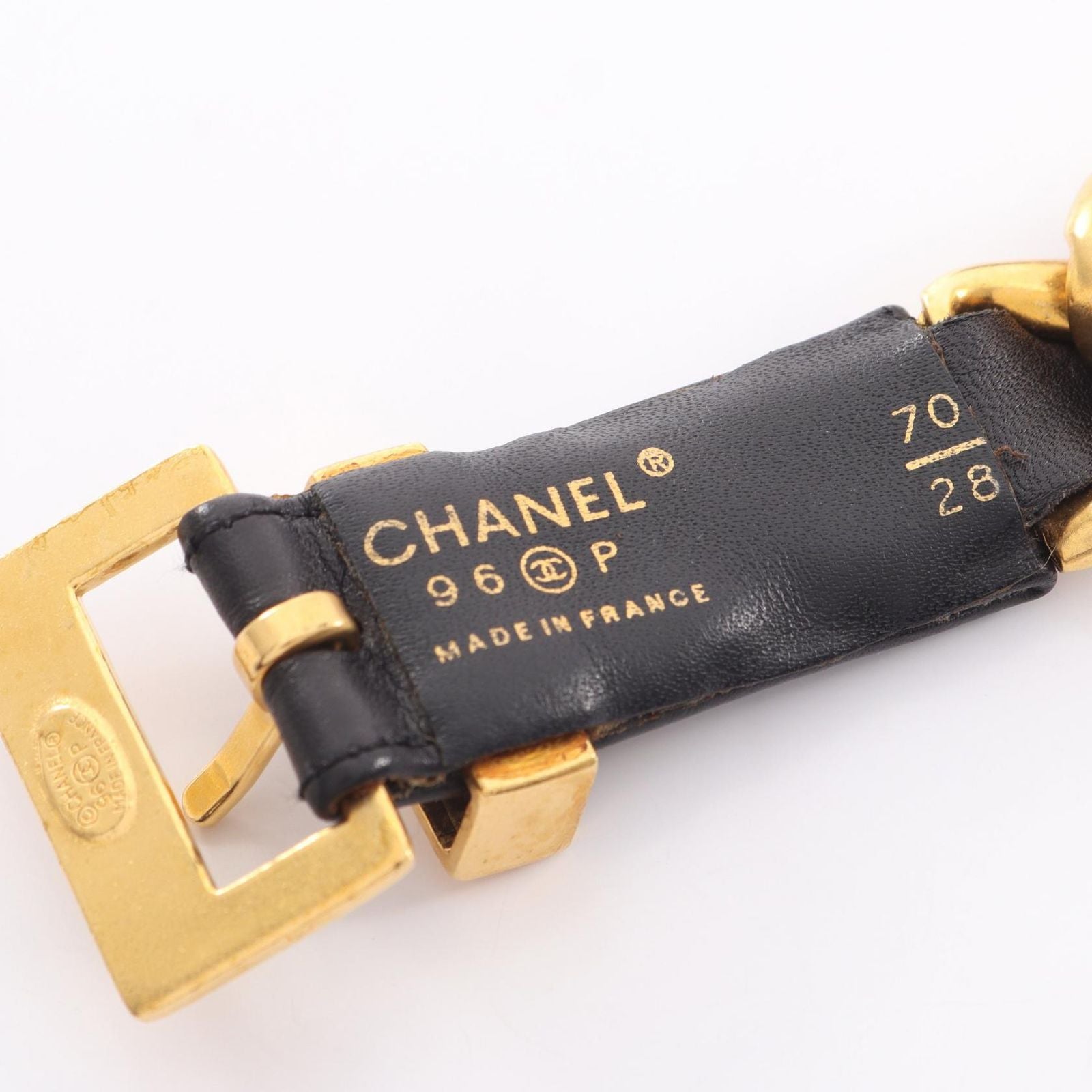 Chanel Belt Logo Chain Gold Leather Necklace — view 4