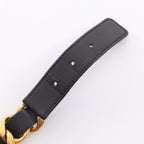Chanel Belt Logo Chain Gold Leather Necklace — view 3