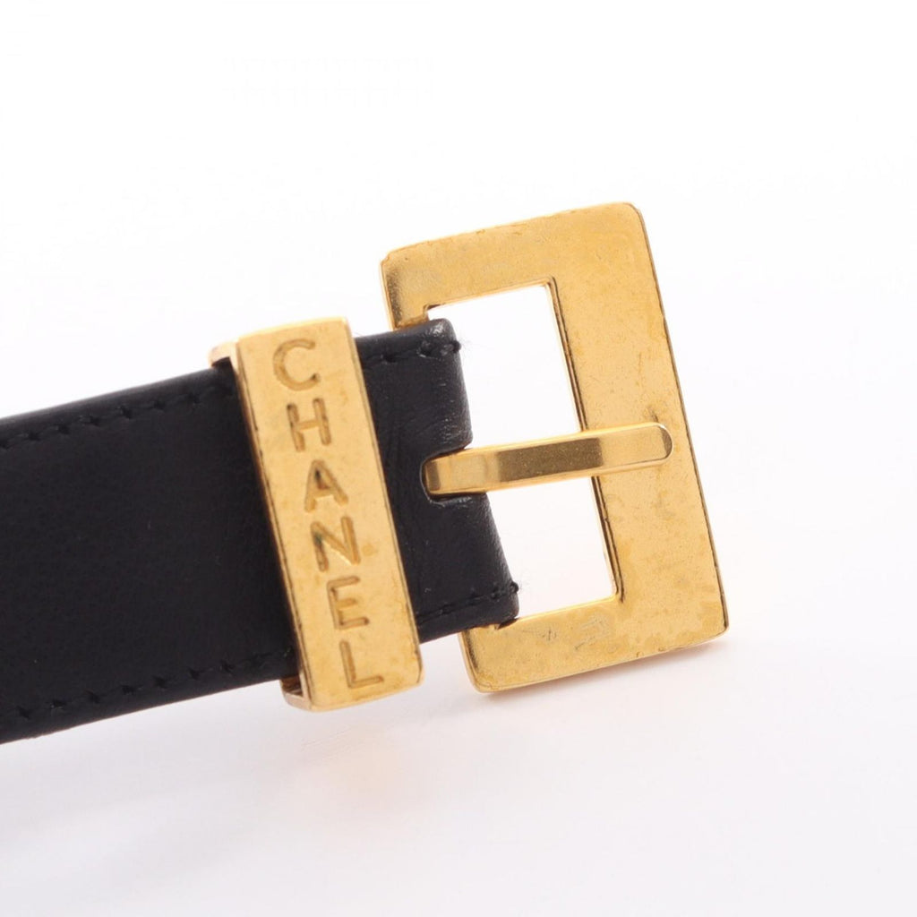 Chanel Belt Logo Chain Gold Leather Necklace — view 2