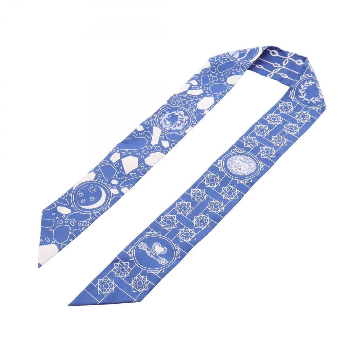 Hermes Scarf Twilly la Danse Des Amazones Ribbon Blue Silk la Des — view 3