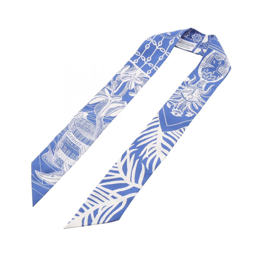 Hermes Scarf Twilly la Danse Des Amazones Ribbon Blue Silk la Des — view 2