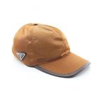 Prada Cap Triangle Plate Brown Nylon Hat