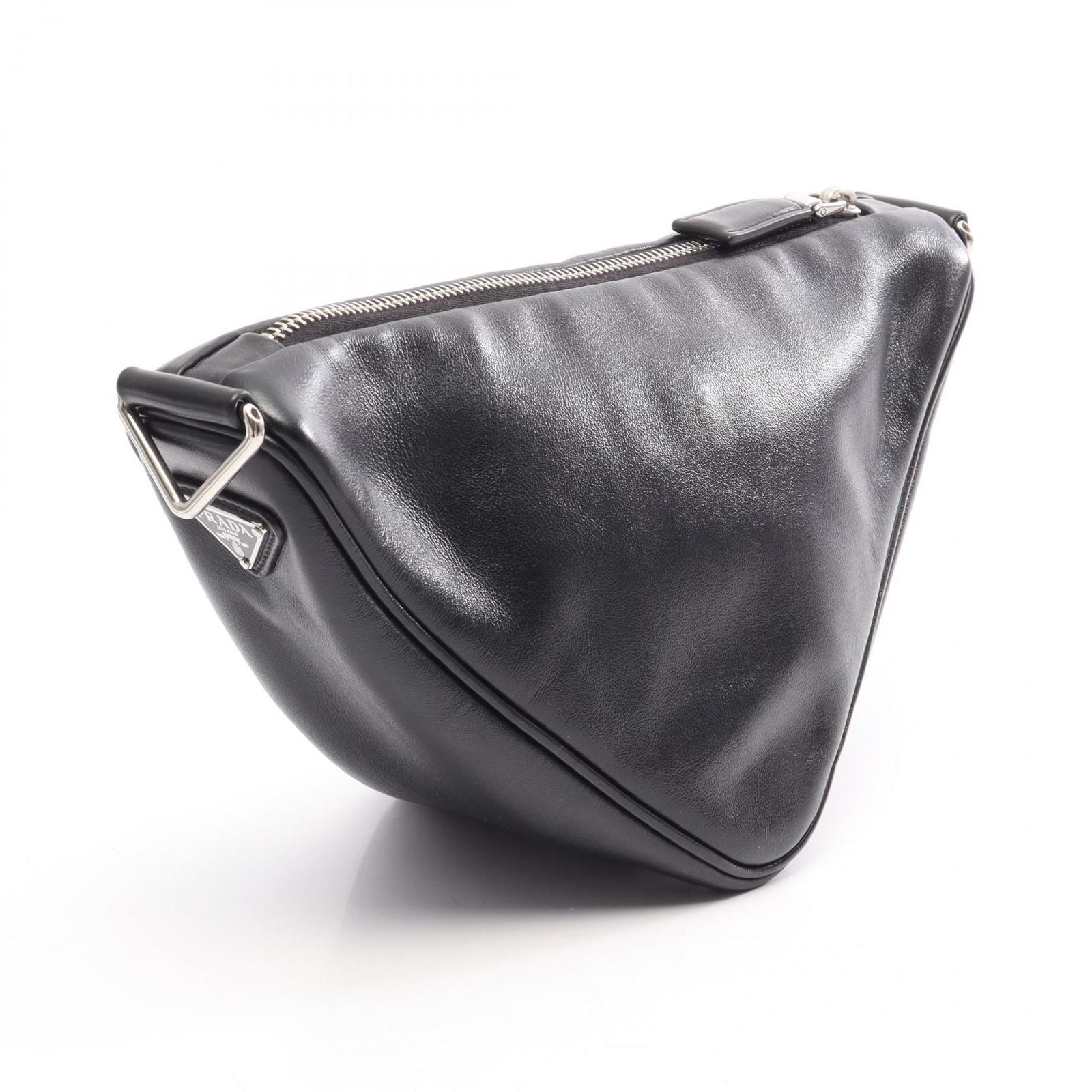 Prada Shoulder Bag Triangle Black Leather — view 2