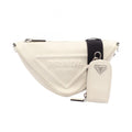 Prada Shoulder Bag Triangle White Black Leather