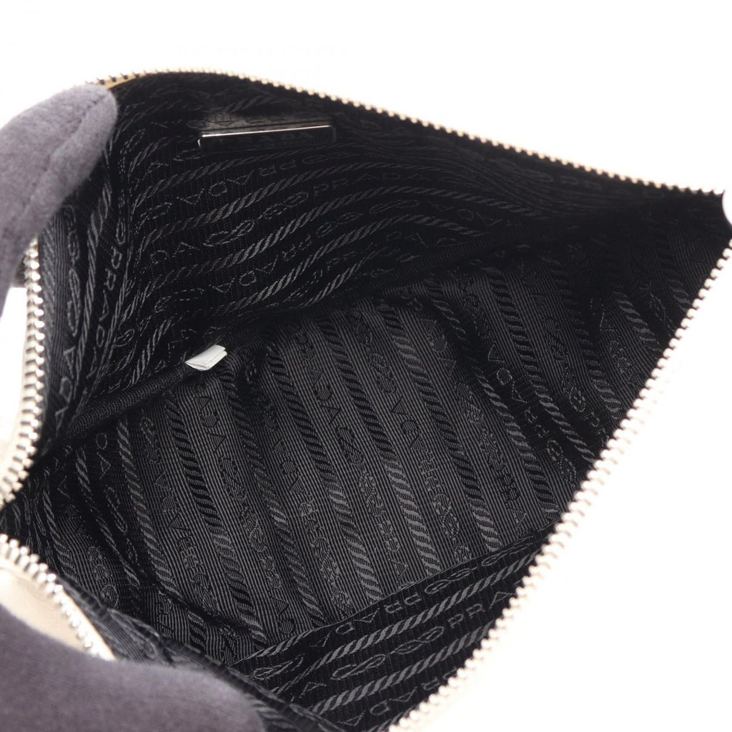 Prada Shoulder Bag Triangle White Black Leather — view 3