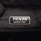Prada Shoulder Bag Triangle White Black Leather — view 4