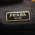 Prada Handbag Logo Jacquard Ribbon Drawstring 2-Way Black Canvas Leather Motif — view 4