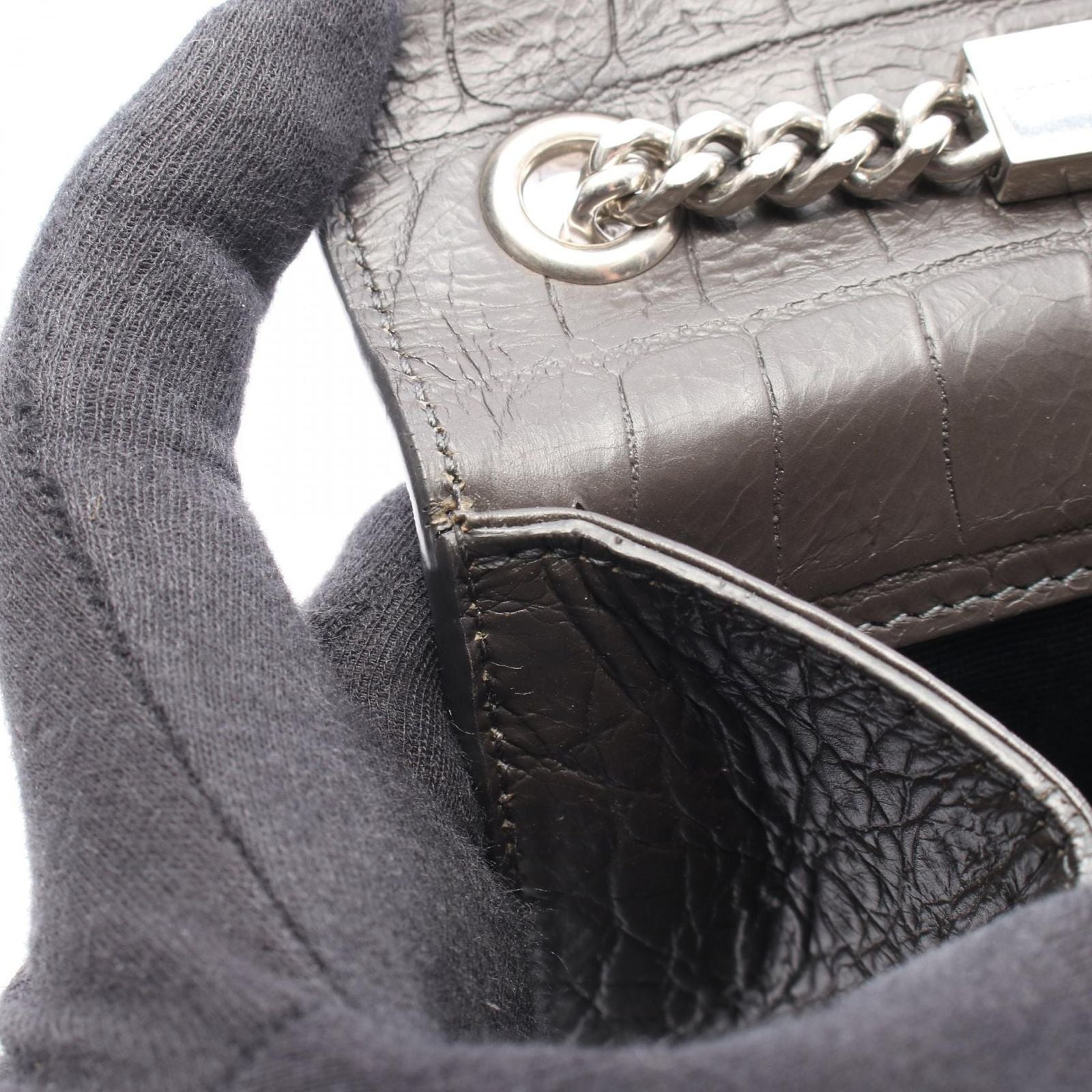 Saint Laurent Paris Shoulder Bag Kate Monogram Croco — view 5