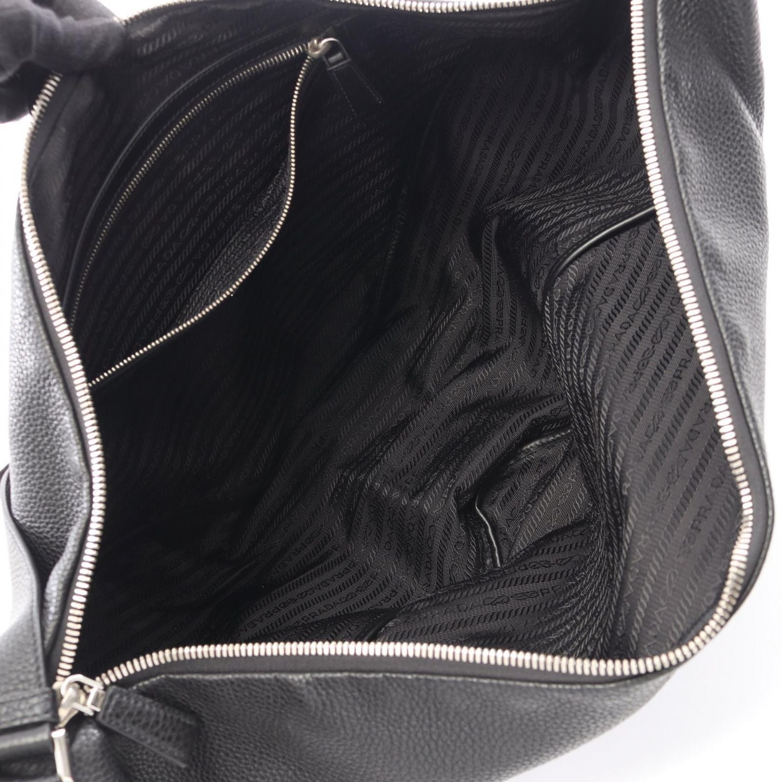 Prada Shoulder Bag Vitello Daino Triangle Black Leather — view 3