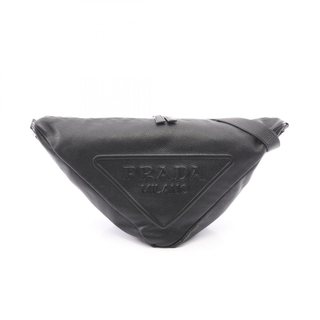 Prada Shoulder Bag Vitello Daino Triangle Black Leather
