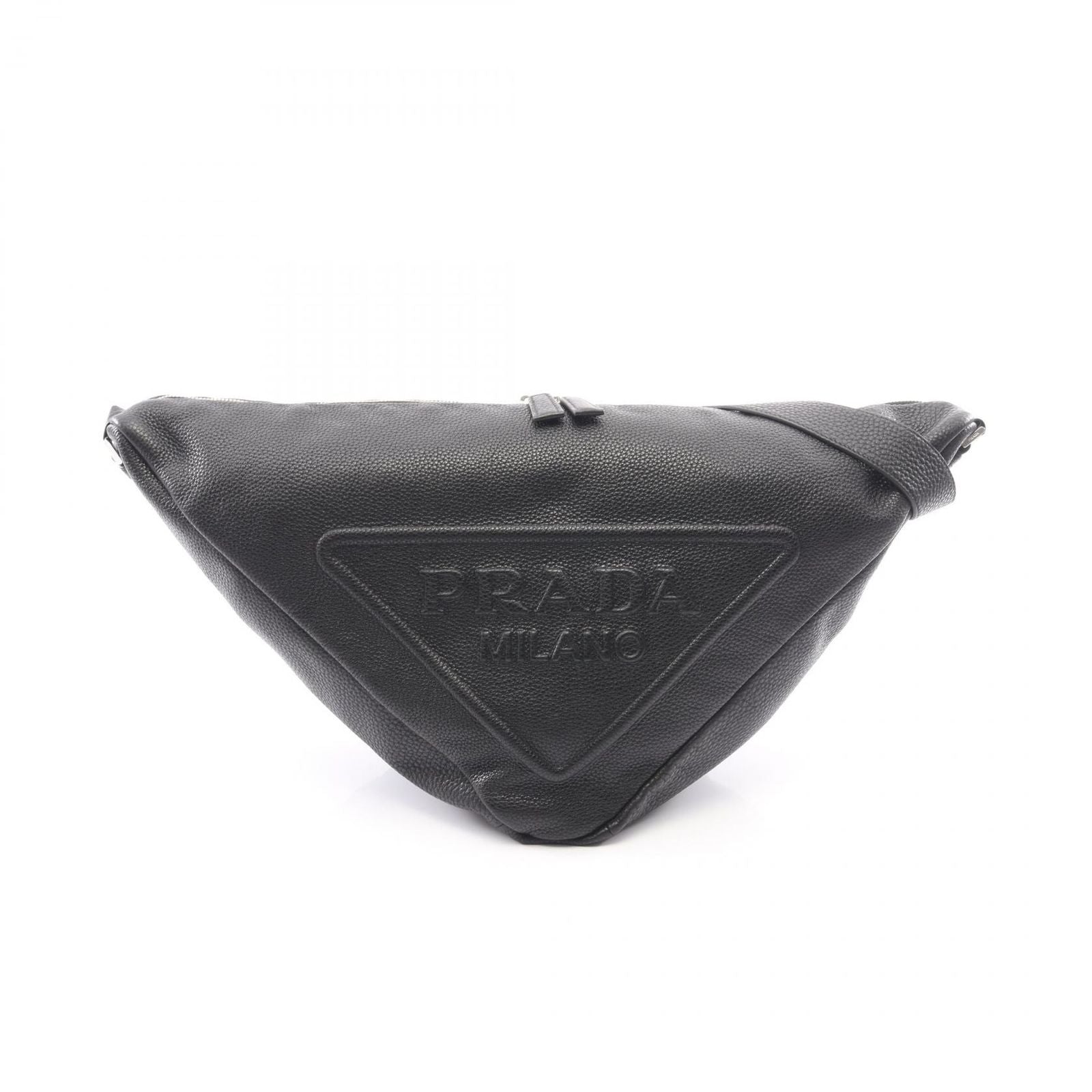 Prada Shoulder Bag Vitello Daino Triangle Black Leather