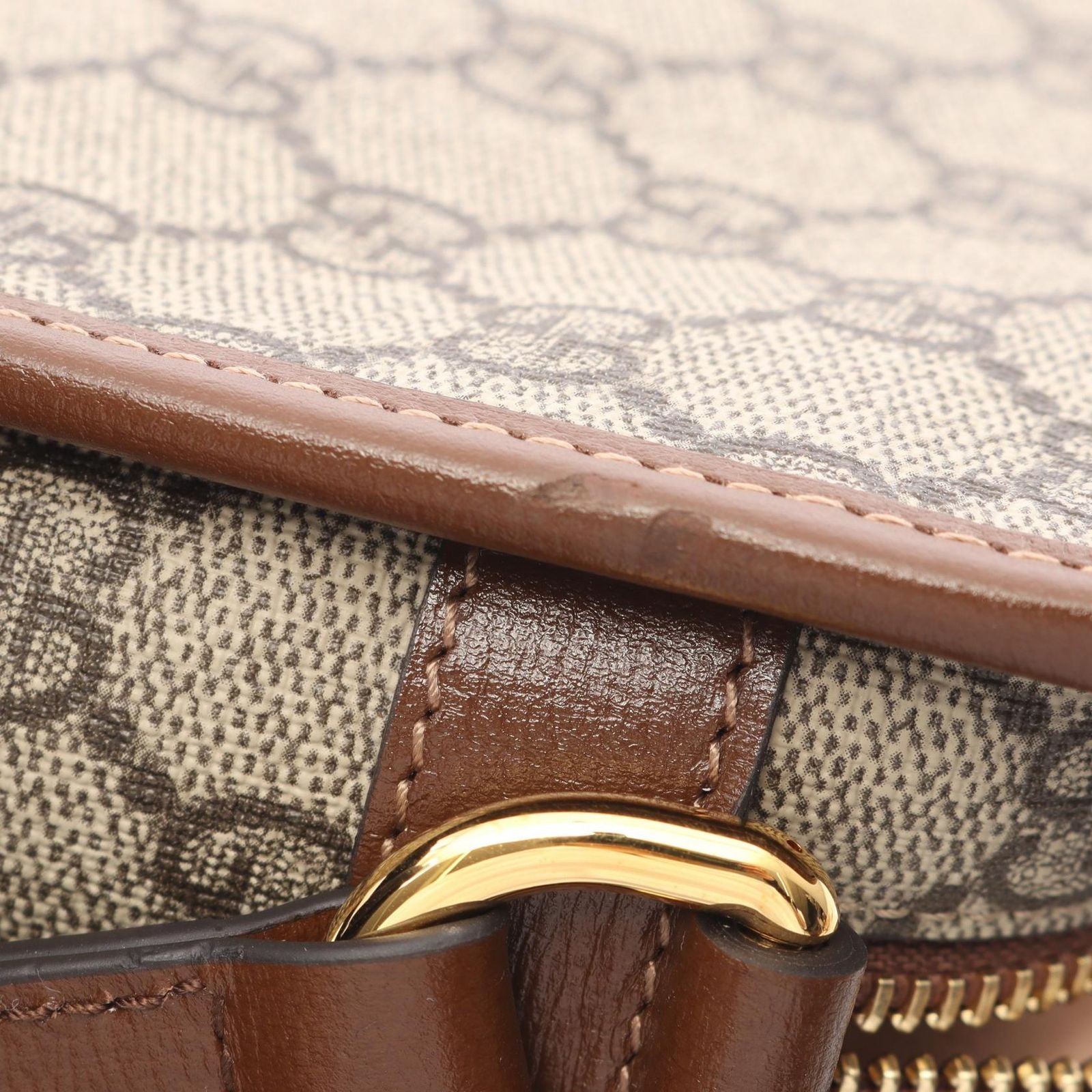 Gucci Shoulder Bag Interlocking GG Supreme Beige Brown Canvas Leather — view 8