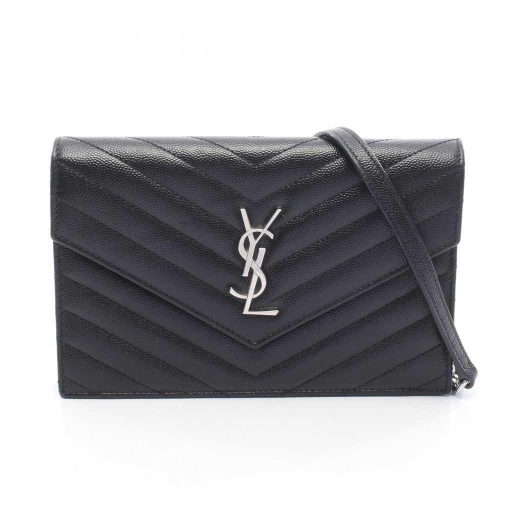 Saint Laurent Paris Shoulder Bag Monogram Envelope Black Leather Cassandra