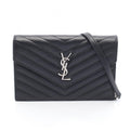 Saint Laurent Paris Shoulder Bag Monogram Envelope Black Leather Cassandra