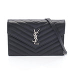 Saint Laurent Paris Shoulder Bag Monogram Envelope Black Leather Cassandra