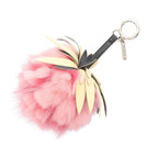 Fendi Charm Fruit Pink Yellow Black Leather Pineapple Bag