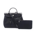 Hermes Herbag Zip PM Letourne 2-Way Black Canvas Leather Alebag Handbag