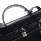 Hermes Herbag Zip PM Letourne 2-Way Black Canvas Leather Alebag Handbag — view 7