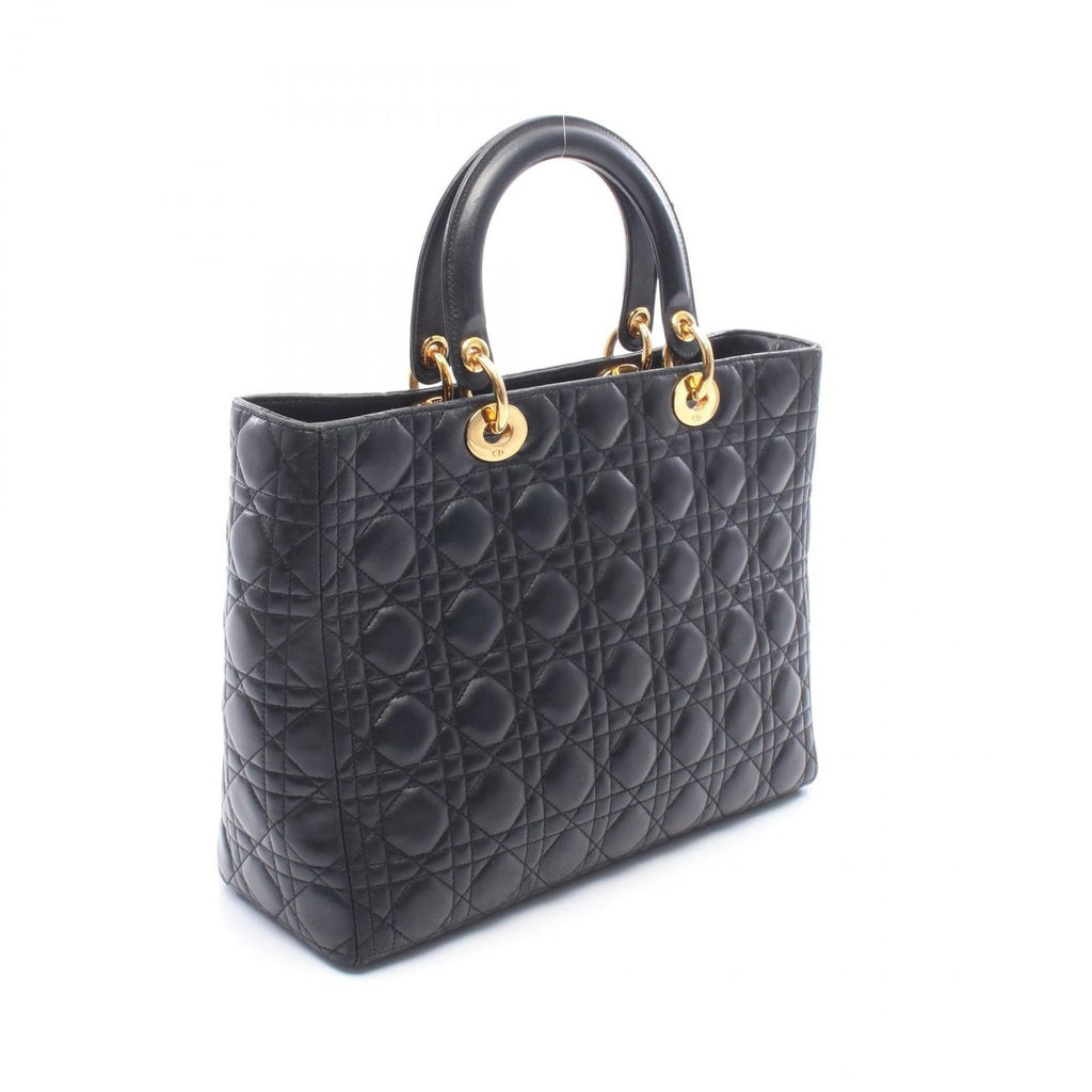 Dior Lady Dior Large 2-Way Black Leather Lady Dior Tote Bag — view 2