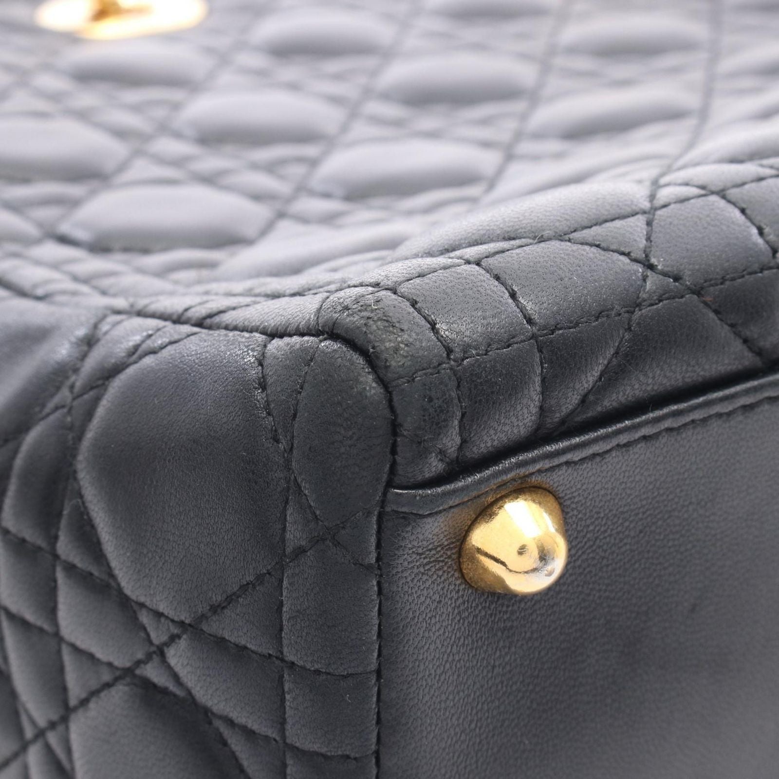 Dior Lady Dior Large 2-Way Black Leather Lady Dior Tote Bag — view 5