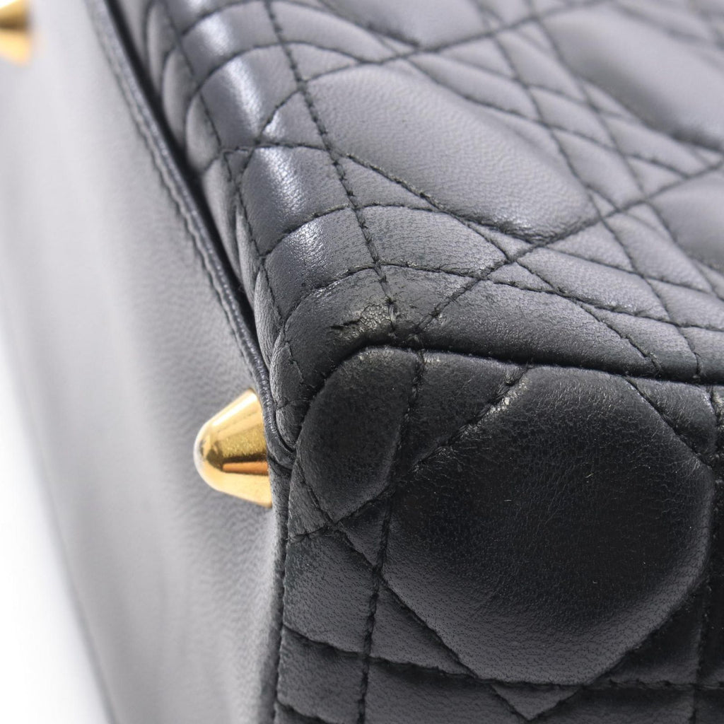 Dior Lady Dior Large 2-Way Black Leather Lady Dior Tote Bag — view 6
