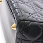 Dior Lady Dior Large 2-Way Black Leather Lady Dior Tote Bag — view 6